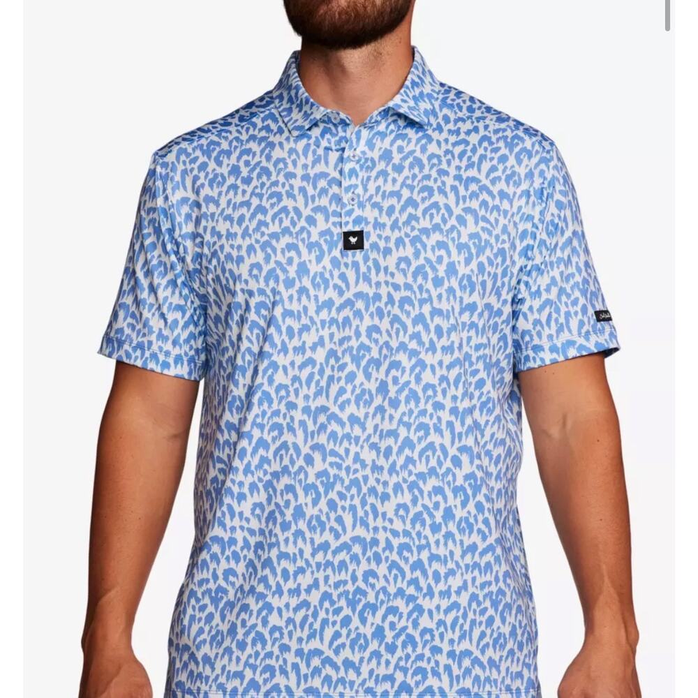 Bad Birdie Hotel Azul Men's Short Sleeve Golf Polo Shirt Medium Blue